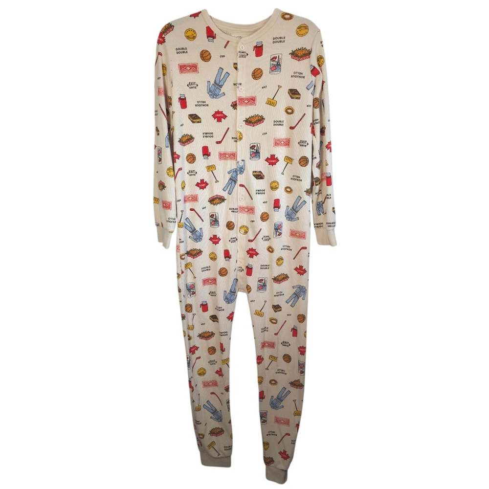 Arborist Thermal Onesie Pajamas Size Small Canadian Print Waffle - Picture 2 of 12